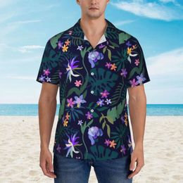 Men's Casual Shirts Night Tropical Floral Shirt Flowers Elegant Summer Man Short Sleeve Beach Comfortable Design Oversized Blouses