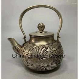 Decorative Figurines China White Copper Archaize Phoenix Teapot Crafts Statue