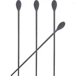 Spoons 2 Pairs Mixing Spoon Silicone Integrated Chopsticks Travel Coffee Stir Long Handle Stirring Silica Gel Double End Rod