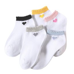 5 Pairs/lot Elegant Funny Candy Colorful Cute Hearts Lace Summer Spring Student Girls Short Female Low Cut Ankle Socks Women