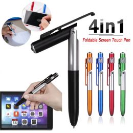 Multifunctional Ballpoint Pen LED Light Reading Pens Foldable Mobile Phone Holder Screen Touch Stylus Pen Office School Supplies