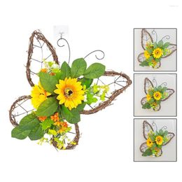 Decorative Flowers Spring Decoration Butterfly Wreath Mother's Day Handmade Sunflower Wedding Communion Garland Children's Tiara Decor Gift