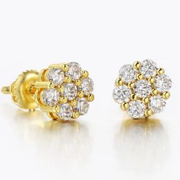 Unisex Charming Men Women Earrings Jewellery 18K Yellow White Gold Plated Bling CZ Diamond Earrings Studs for Girls Women Nice Gift