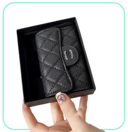 Brand Wallets Mini Lambskin Caviar Designer Flap Purses Shiny Pearly Grained Calfskin Quilted Classic Card Holder Gold Silver M8580564