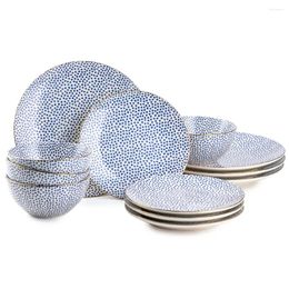 Plates Blue Dot 12 Piece Dinnerware Set Elevate Your Dining Experience With Our Exquisite Sets