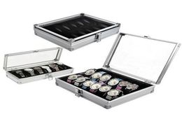 612 Grid Slots watch box convenient light watch winder Jewellery Wrist Watches Case Holder Display Storage Box Aluminium organize3335678