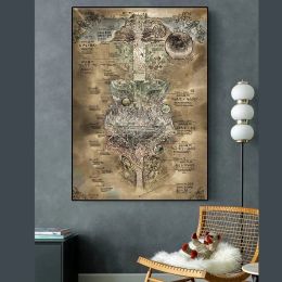 Map Poster And Prints Anime Movie Made In Abyss Map Poster Canvas Painting Wall Art Picture for Living Room Home Decoration
