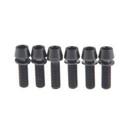 6pcs/12pcs Titanium Bolts M5 M6x16 18 20 25mm Conical Head Srews with Washer for Bicycle Stems Blue Black Rainbow Gold