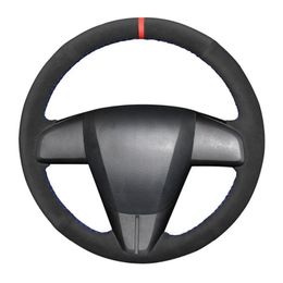 DIY Black Suede Leather Braid Car Steering Wheel Cover For Mazda 3 Axela 5 6 CX-7 CX-9 MAZDASPEED3 (US) 2010 2011 2012 2013