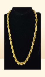 Hip Hop 24 Inches Mens Solid Rope Chain Necklace 18k Yellow Gold Filled Statement Knot Jewelry Gift 7mm Wide211W1253207