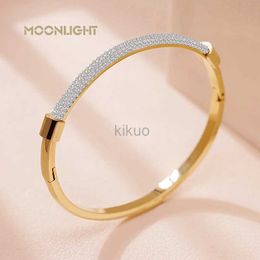 Bangle MOONLIGHT Fashion Cubic Zirconia Cuff Bangles for Women Trendy Titanium Steel Circular Classic Bracelet Female Jewellery Gift 24411