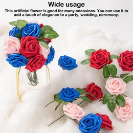 Decorative Flowers 25 Pieces Artificial Ceremony Reusable Simulation Roses Dark