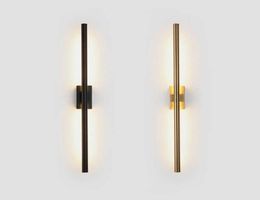 Modern simple linear tube LED wall lamp up down background opposite wall light LED bedside foyer corridor black gold LED sconce 217381373