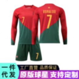 Soccer Jerseys 23 Portugal Home Football Jersey World Cup Long Sleeved Set c Ronaldo 7 Autumn Winter Training