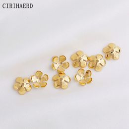 11mm Luxury Vintage Flower Bead Cap 14K Gold Plated Brass Metal Bead Caps For Diy Jewelry Making Accessories Pendant End Caps