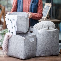 Simple Felt Fabric Storage Basket Cute Design Convenient Folding Box Clothing Toys Debris Laundry Organizer(Small) Promotion