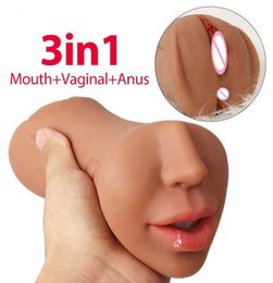 Sex toy massager New Oral Male Masturbator Soft Stick Toys For Men Deep Throat Artificial Blowjob Realistic Rubber Vagina Real Pus5563152