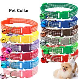 Dog Collars Bell Pet Plaid Collar Small Puppy Teddy Cat Cute Adjustable And Supply Necklace