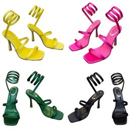 Sandals women's luxury designer shoes sexy letter high heels ankle wrap party shoes solid Colour wedding shoes glitter satin open toe shoes candy jelly Colour shoes