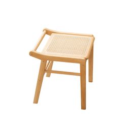 Resin Rattan Makeup Stool: Japanese Style Square Bamboo Low Stool Girls Bedroom Vanity Chair Portable Functional Seating Option