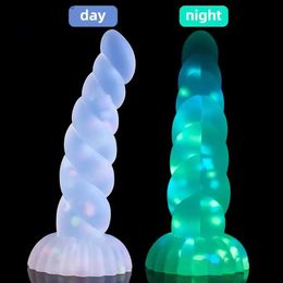 Other Health Beauty Items Dark Glowing dildo for Woman Masturbate Colour Jelly penis Toys for women Big soft cock Light Erotic Dildo with Suction Cup L49