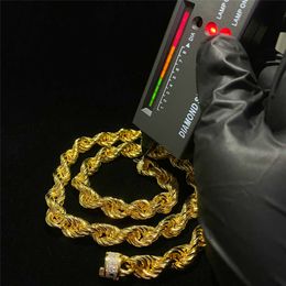 2024 Wholesale 11mm 925 Solid Silver Rope Chain Moissanite Buckle Gold Plated Hip Hop Cuban Necklace Iced Out Diamond Cuban Links