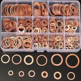 100/150/200/250/300PCS Copper Washer Gasket Nut and Bolt Set Flat Ring Seal Assortment Kit with BoxM6/M8/M10/M12/M14/M16/M18/M20