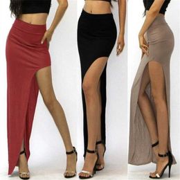 Sexy Skirt 2023 New High Waist Skirt y Women Long Skirts Lady Novelty Open Side Split High Waist High Slit Long Maxi Skirts L410