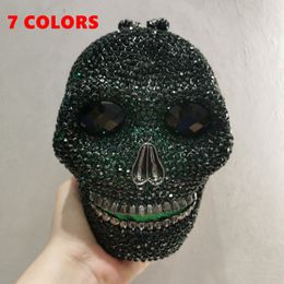 Lady Skull Halloween Gift Stones Clutch Bags Women Rhinestones Evening Bag Wedding Bags Crystal Chain Gold Silver Day Clutches
