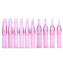 50pcs 1/3/5/7/9/11/13/15RT Disposable Sterile Tattoo Tips Pink Plastic Flat Round Needle Tattoo Machine Guns Tool Accesso