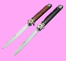 Classical 11 inch Italian Godfather mafia Automatic knife Single action Tactical knifes 440C Blade Wood Handle selfdefense EDC Hu2742359