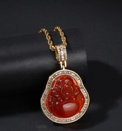 Buddha Pendant Necklaces for Women Men Hip Hop Statement Necklace 20inch Chain Coloured Gem Charm Necklace Fashion Jewellery Gi3311520