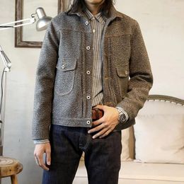 Men's Jackets Red Salt And Pepper Woollen Jacket Vintage Workwear Style Men Tweed Coat