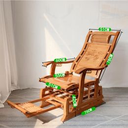 Modern Bamboo Rocking Chair Adult Glider Rocker Natural Bamboo Furniture Indoor Living Room Chair Armchair Recliners for Elderly