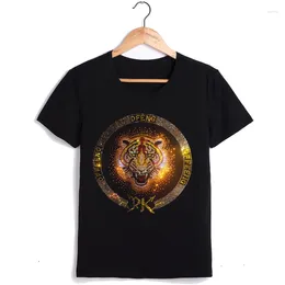 Women's T Shirts Fashion Tiger Print Rhinestones Feminine Sexy Cotton Ladies Tee Shirt Pullover Top High Quality