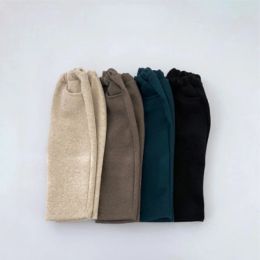 Trousers Winter New Baby Casual Pants Children Solid Simple Trousers Infant Plus Velvet Thick Warm Pants Boys Girls Fleece Harem Pants