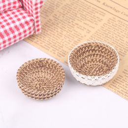 1:12 Dollhouse Miniature Hand-woven Storage Basket Vegetable Food Woven Frame Kitchen Model DIY Doll House Decor Accessories