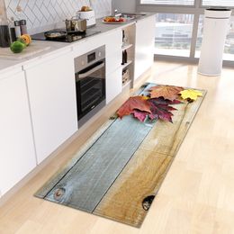 Wood Grain Carpet Entrance Doormat Kitchen Mat Bath Anti-Slip Bedroom Floor Decor Foot Carpet Home Hallway Door Living Room Rug