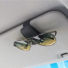 Car Glasses Holders Sunglasses Holder Clip Hanger Stand Durable PU Leather Portable Magnetic Car Sun Visor Mount for Sunglasses