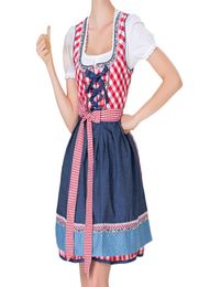 dress women summer plus size Bandage Apron Bavarian Oktoberfest Costumes Mini dress Barmaid Dirndl Full sleeve Striped W05313646300