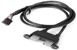 05M Dual USB20 A Type Female to Motherboard 9 Pin Black Header Cable with Screw Panel Holes73861973581009