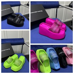Designer Luxury Sandals Slippers Womens Velvet material rhinestone Velcro tape Room GAI Platform Size 35-42 10cm party formal office