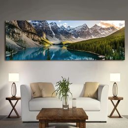 Canvas Painting Lake Forest Mountain Scenery Painting Dusk Sunset Landscape Wall Art Decor For Living Room Bedroom Home Decor