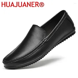 Casual Shoes High Quality Men's Leather Comfortable Loafers Man Wedding Dress Slip On Driving Round Toe Walking Flats