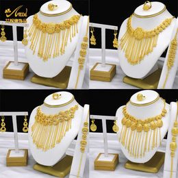 ANIID Indian Tassel 24K Gold Colour Necklace Set Nigerian Party Bridal Wedding Ethiopian Luxury Dubai Jewellery Set Wholesale New