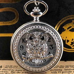 Pocket Watches Multi-Diamond Silver Hollow Quartz Pocket Ladies Collection Souvenir Pendant with Chain Fob es Gift For Women Y240410