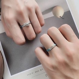 Happy China-Chic Ear of wheat Couple Ring s925 Sterling Silver Ring Opening for Men and Women