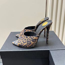 Leopard print high heels sexy and fashionable for women Leather sole Slingback Fashion party Stiletto Heel Scuffs Y2K Vintage Novelty Slippers Scuffs Slingback