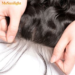 MsSunlight Water Wave Bundles With Closure Brazilian Hair Weave Bundle Virgin Lace Closure Human Hair 4 / 3 Bundles With Closure