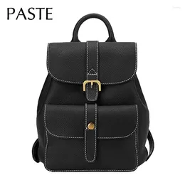 School Bags Natural Cowhide Leather Women Backpack Purple Vintage Brand Designer High Quality Female Back Pack College Girl Bag